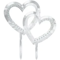 AMSCAN Cake Topper Double Heart Plastic With Gems