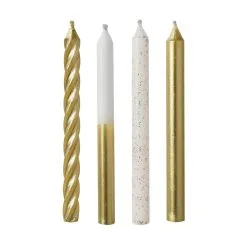 AMSCAN Candles Metallic Gold Mix 12 8cm Pack