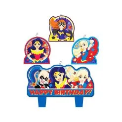 AMSCAN Super Hero Happy Birthday Girls Candle Set 4 Pack