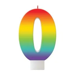 AMSCAN Birthday Celebration Rainbow Candle Number #0