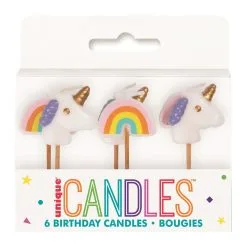 Unique 6 Unicorn & Rainbow Pick Candles