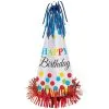 AMSCAN Bright Birthday Large Cone Hat W/Foil Fringe