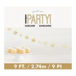 Unique Gold Foil Star Garland 2.74m