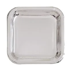Unique Silver Foil Square Paper Plates 17cm 8 Pack