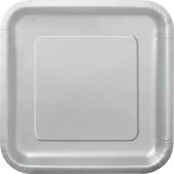 Unique Silver Square Pack Paper Plates 17cm 16 Pack