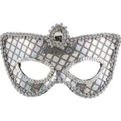 AMSCAN Grand Sequin Silver Mask