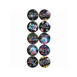 AMSCAN Disco Fever Button Badges Assorted Designs 10 Pack