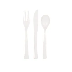 Unique White Assorted Reusable Cutlery 18 Pack