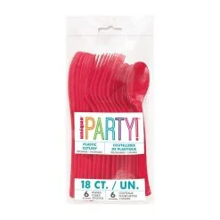 Unique Ruby Red Assorted Reusable Cutlery 18 PacK