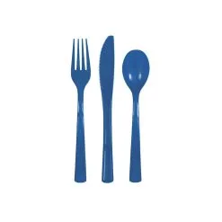 Unique Royal Blue Assorted Reusable Cutlery 18 Pack