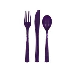 Unique Deep Purple Assorted Reusable Cutlery 18 Pack