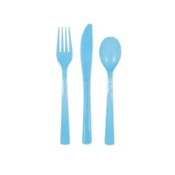 Unique Powder Blue Assorted Reusable Cutlery 18 Pack