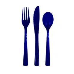 Unique True Navy Blue Cutlery Assorted 18 Pack