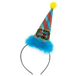 AMSCAN Birthday Brights Cone Hat Headband Fabric Ruffle