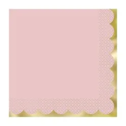 Unique Pastel Pink With Gold Foil Stamped Luncheon Napkins 2ply 20 Pack
