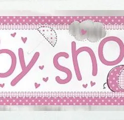Unique Umbrellaphant Baby Shower Pink Baby Shower Foil Banner 3.65m