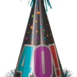 Unique Birthday Cheer 40 Large Foil Cone Hat 33cm