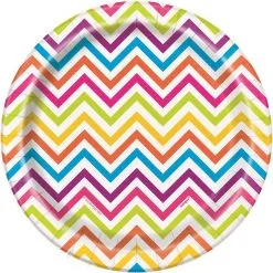 Unique Chevron Rainbow Paper Plates 18cm 8 Pack