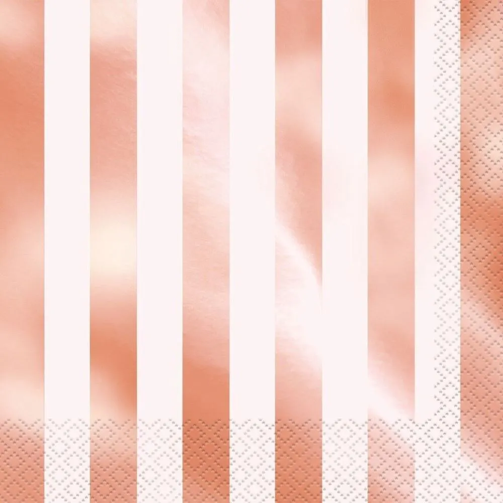 Unique Rose Gold Foil Stripe Guest Napkins Beverage Napkins 3ply 16 Pack 1 Unique Rose Gold Foil Stripe Guest Napkins Beverage Napkins 3ply 16 Pack