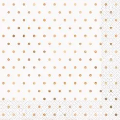 Unique Rose Gold Foil Dots Luncheon Napkins 2ply 16 Pack