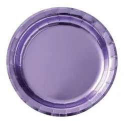 AMSCAN Metallic Lavender Round Plates 17cm 8 Pack