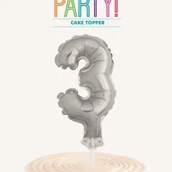 Unique Silver 5 Balloon Cake Topper - 3