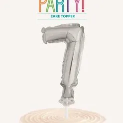 Unique Silver 5 Balloon Cake Topper - 7