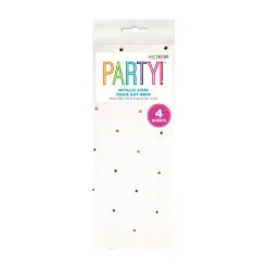 Unique White With Metallic Gold Stars Tissue Sheets 4 Pack