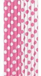 Unique Dots Hot Pink Paper Straws 10 Pack