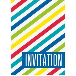 Unique 8 Bright Stripes Invitations