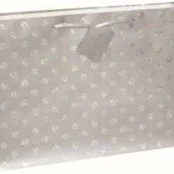 Unique Silver Glitter Dot Horizontal Large Gift Bag