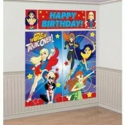 AMSCAN Super Hero Girls Scene Setter Kit Happy Birthday