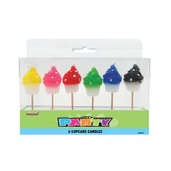 Unique Dots Midnight Black Cupcake Pick Candles - Asstd 6 Pack