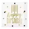 Unique Metallic Happy Birthday Beverage Napkins 2ply 25cm X 25cm 16 Pack