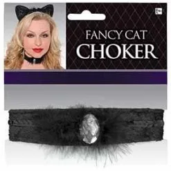 AMSCAN Fancy Black Cat Feather Choker