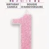 Unique Numeral Candle 1 - Glitter Pink
