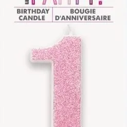 Unique Numeral Candle 1 - Glitter Pink