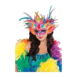 AMSCAN Rainbow Feather Mask
