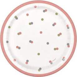 Unique Rose Gold Happy Birthday Paper Plates 18cm 8 Pack
