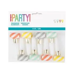 Unique Striped Squawker Blowouts 8 Pack -Party Decoration Shop 93468 1