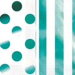 Unique Glitz Caribbean Teal Foil Luncheon Napkins 16 Pack