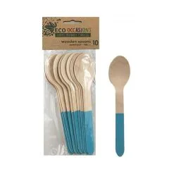 Alpen Wooden Spoons Light Blue 15mm 10 Pack
